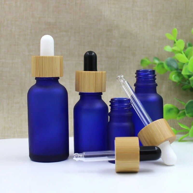 Empty Frosted Blue Glass Dropper Bottles for Essential Oil Aromatherapy Fragrance Perfume Cosmetic Vials - Image 4
