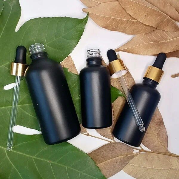 Matte Black Glass Dropper Bottle, Tincture Bottle with Dropper, Essential Oil Bottle with Glass Dropper, Leak Proof Design for Travel - Image 2