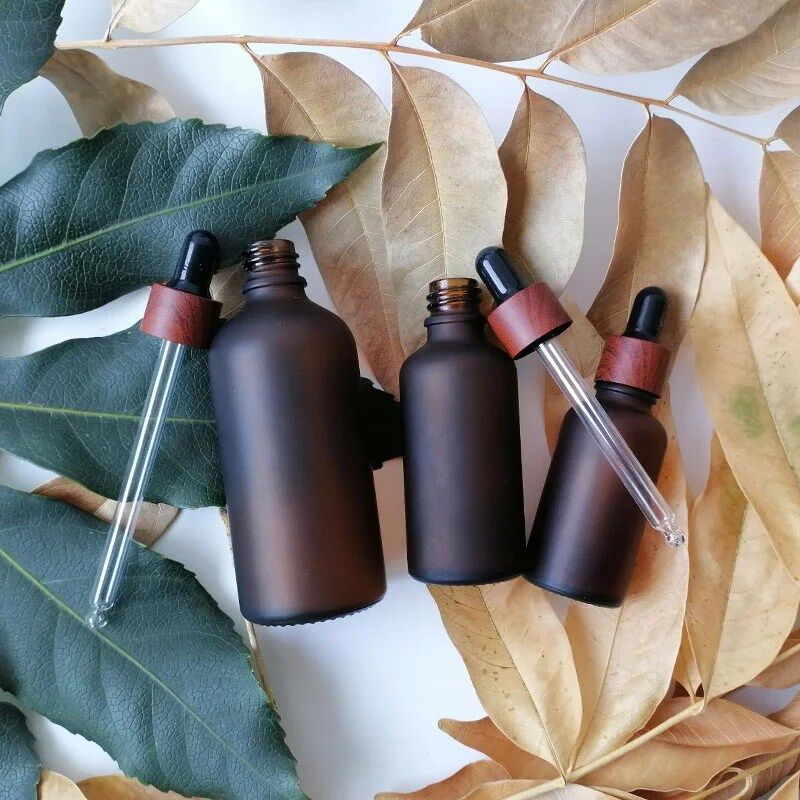 Empty Frosted Amber Glass Dropper Bottles with Glass Pipettes Gold Screw Cap for Essential Oil Aromatherapy Blends Fragrance Perfume Cosmetic Vials Travel Containers - Image 3