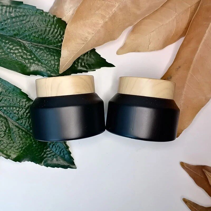 Black Glass Cream Bottle, Facial Lotion Jar, Empty Refillable Glass Cosmetic Face Cream Bottle Container, Wholesale - Image 2