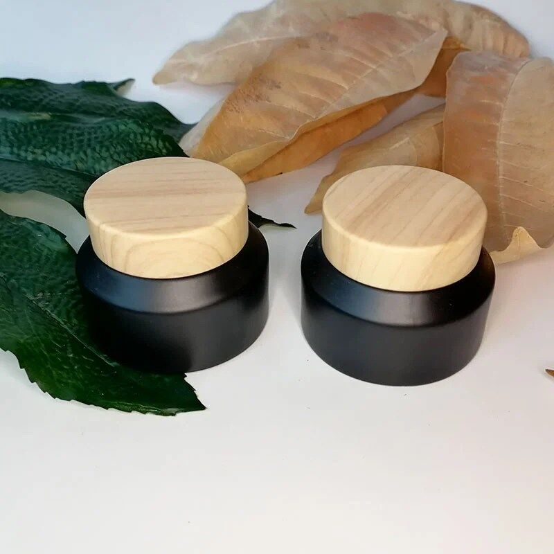 Black Glass Cream Bottle, Facial Lotion Jar, Empty Refillable Glass Cosmetic Face Cream Bottle Container, Wholesale - Image 3