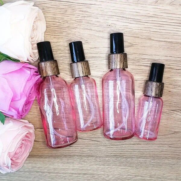 pink glass spray bottles