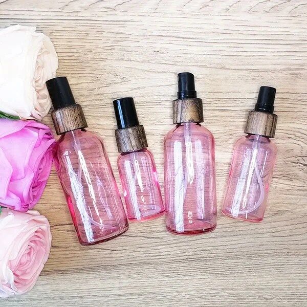 pink glass spray bottles