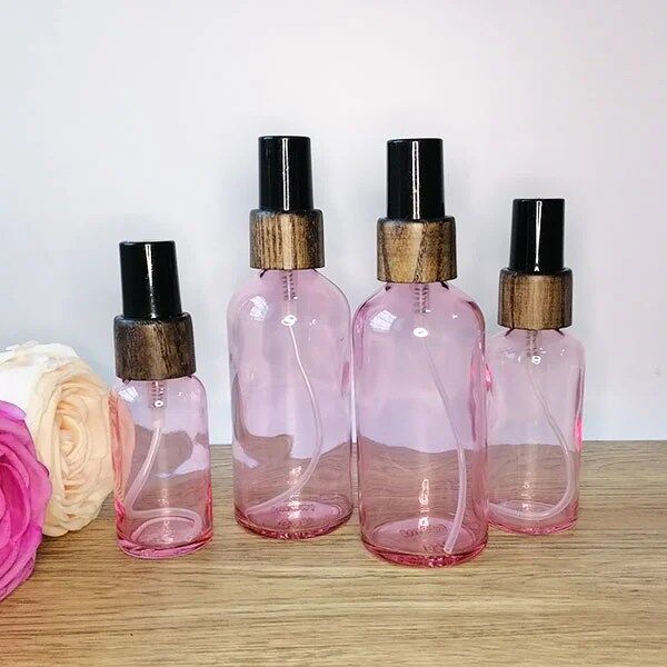 pink glass spray bottles